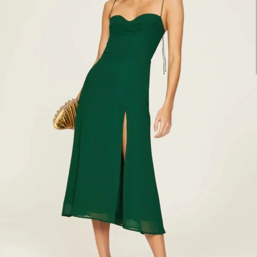 Reformation Jaelyn Midi Dress, Green, US12